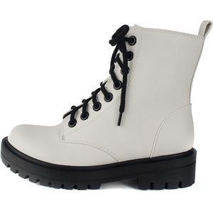 SODA White Combat Boots- Size 6